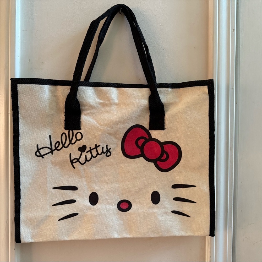 New Hello Kitty Zipper Closure Canvas Tote Bag - Picture 4 of 8